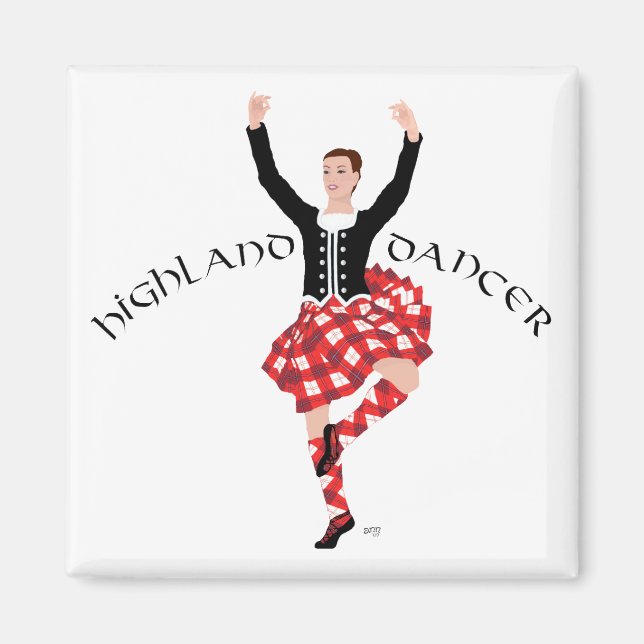 Scottish Highland Dancer Red and Black Magnet (Front)