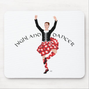 Scottish Highland Dancer Red and Black Mouse Mat