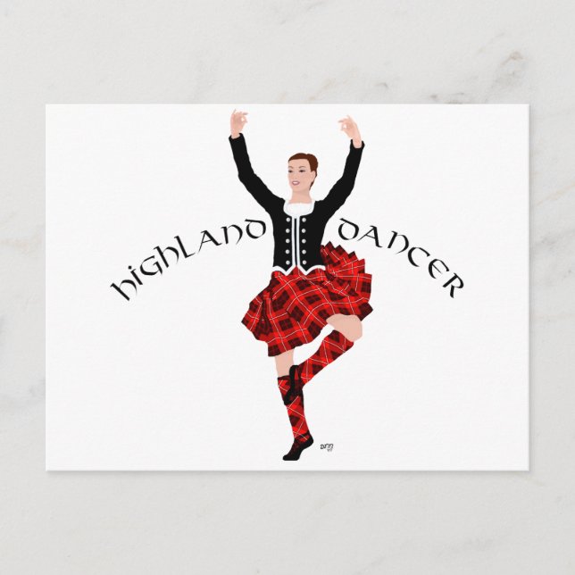 Scottish Highland Dancer Red and Black Postcard (Front)