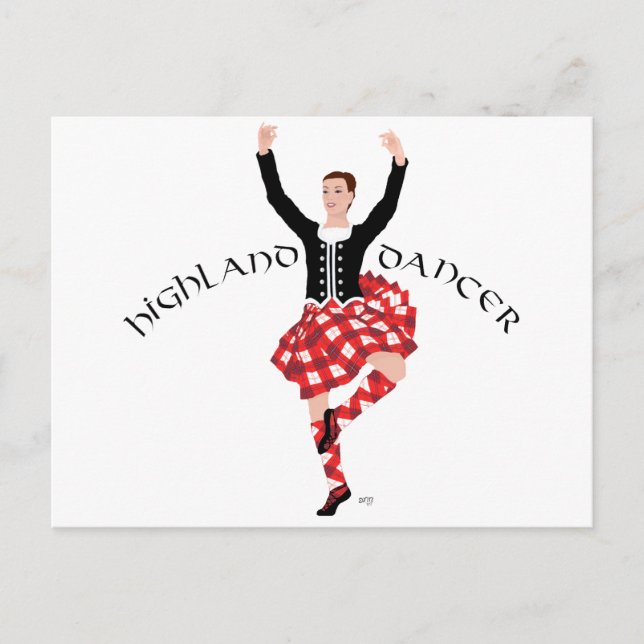 Scottish Highland Dancer Red and Black Postcard (Front)
