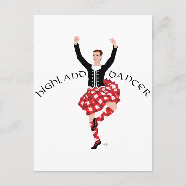 Scottish Highland Dancer Red and Black Postcard (Front)