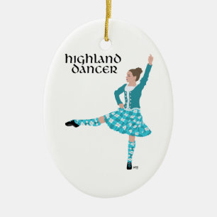 Scottish Highland Dancer - Turquoise Ceramic Tree Decoration