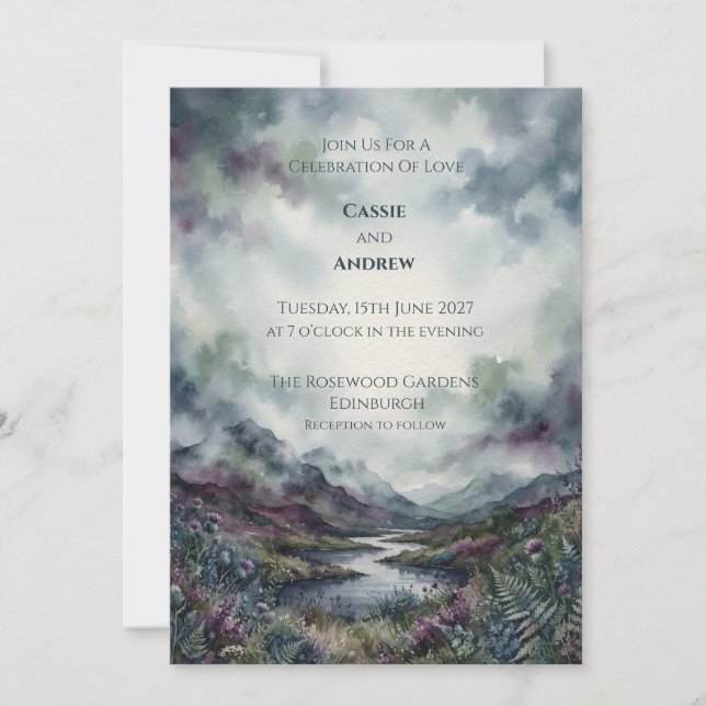 Scottish Highland Landscape Wedding Invitation (Front)
