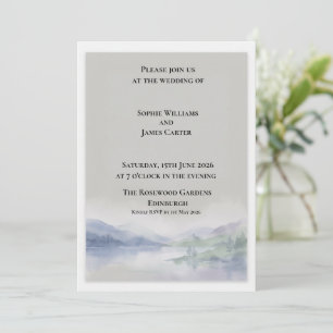 Scottish Highland Loch Watercolour Wedding Invitation