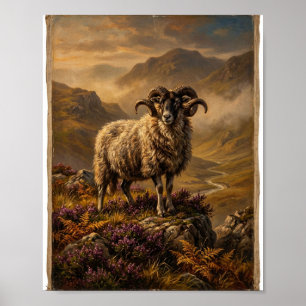 Scottish Highland Sheep Painting II Poster