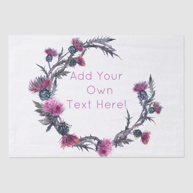 Scottish Highland Thistle Personalise Wreath Tissue Paper (Front)
