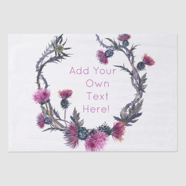 Scottish Highland Thistle Personalise Wreath Tissue Paper (Front)