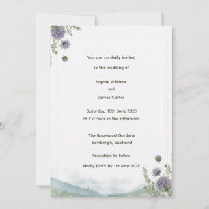 Scottish Highland Thistle Wedding Invitation Wat