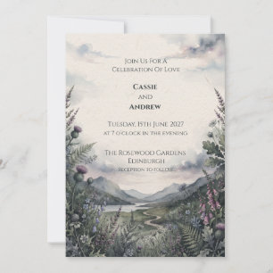 Scottish Highlands Botanical Wedding Invitation