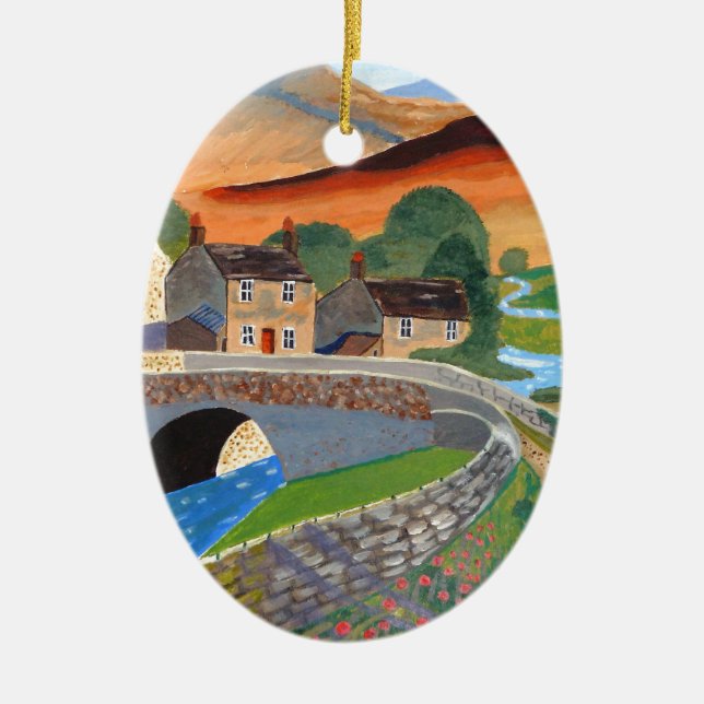 Scottish Highlands Ceramic Tree Decoration (Front)