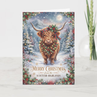 Scottish Highlands Highland Cow Christmas Card