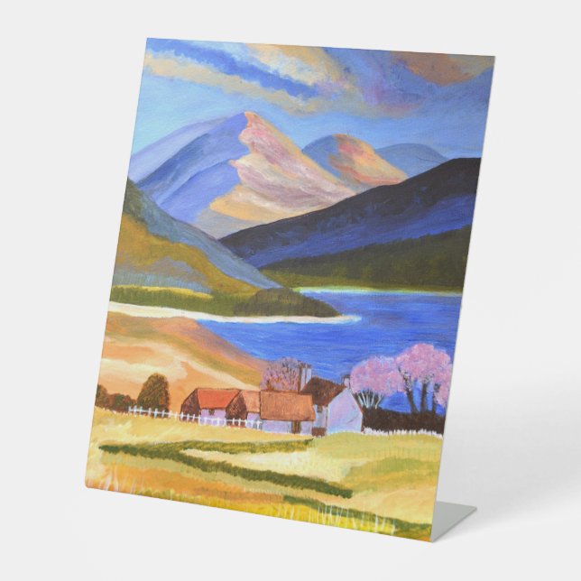 Scottish highlands Pedestal Stand  Sign (Front)