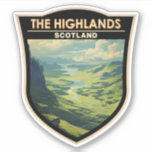 Scottish Highlands Scotland Travel Art Vintage<br><div class="desc">Scottish Highlands in a vector art style. The Scottish Highlands are a mountainous region encompassing northwest Scotland.</div>
