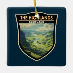 Scottish Highlands Scotland Travel Art Vintage Ceramic Ornament
