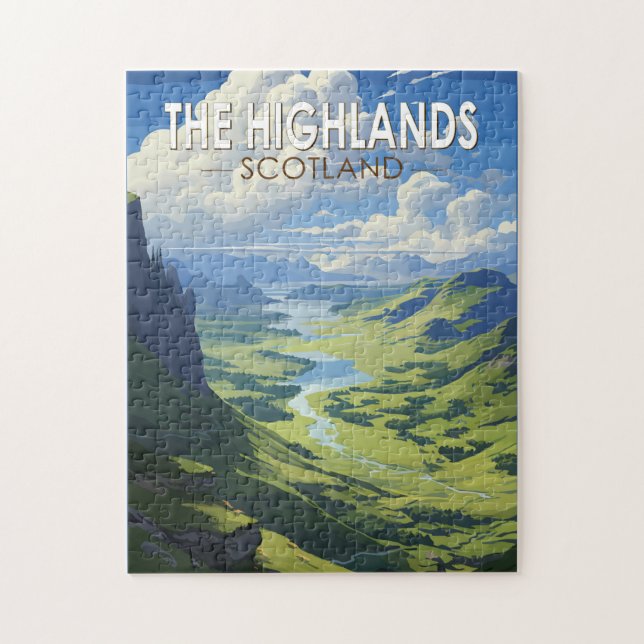 Scottish Highlands Scotland Travel Art Vintage Jigsaw Puzzle (Vertical)
