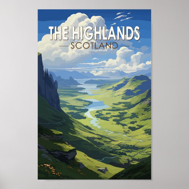 Scottish Highlands Scotland Travel Art Vintage Poster (Front)