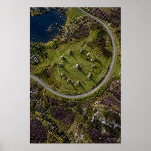 Scottish Highlands Stone Circle Aerial View Print