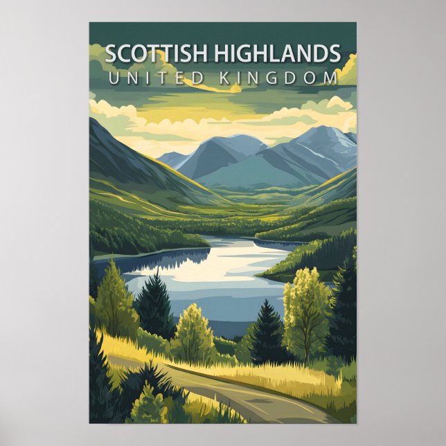 Scottish Highlands United Kingdom Travel Poster (Front)