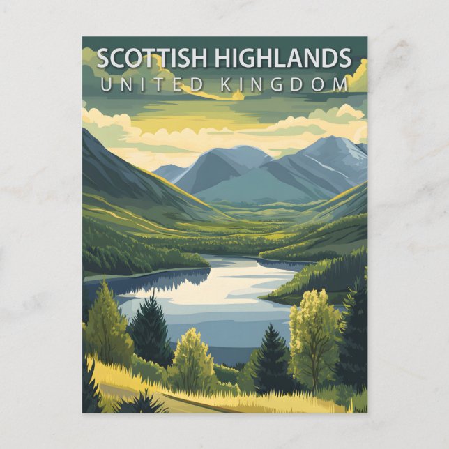 Scottish Highlands United Kingdom Vintage Travel Postcard (Front)