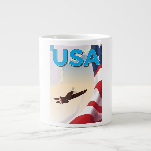 Scottish Highlands vintage flight poster Large Coffee Mug (Front)