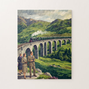 Scottish Highlands Vintage Travel Illustration Jigsaw Puzzle