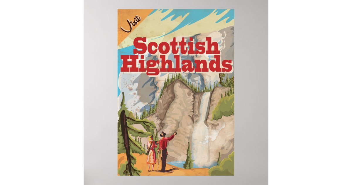 Scottish Highlands Vintage Travel poster | Zazzle.co.uk