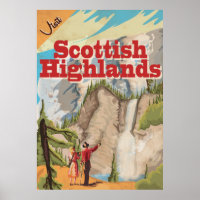 Scottish Highlands Vintage Travel poster