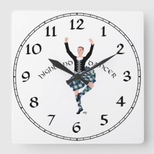 Scottish Higland Dancer - Fling Square Wall Clock