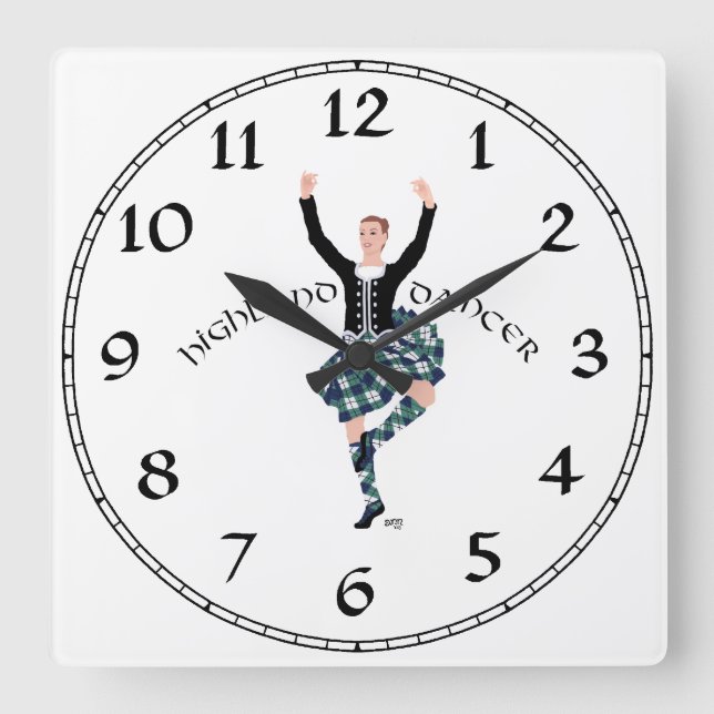 Scottish Higland Dancer - Fling Square Wall Clock (Front)