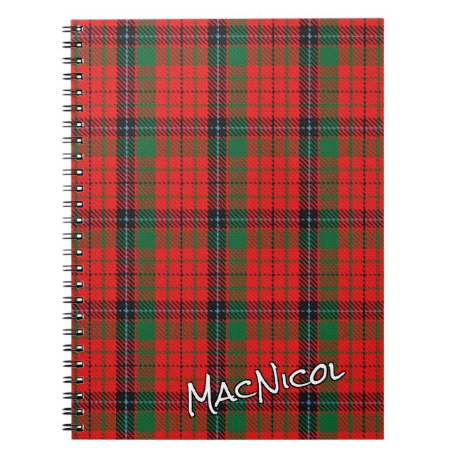 Scottish Honour Clan MacNicol Red Tartan Notebook (Front)
