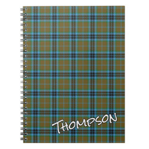 Scottish Honour Clan Thompson Blue Brown Tartan Notebook