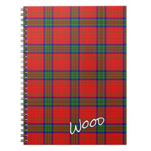 Scottish Honour Clan Wood Red Green Tartan Notebook