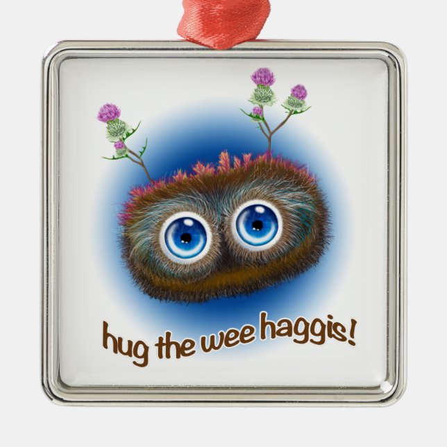 Scottish 'Hoots Toots Haggis' Metal Tree Decoration (Front)