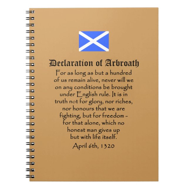 Scottish Independence Declaration of Arbroath Text Notebook (Front)