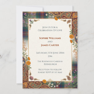 Scottish Indian Heritage Wedding Invitation Dark