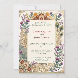 Scottish Indian Heritage Wedding Invitation This