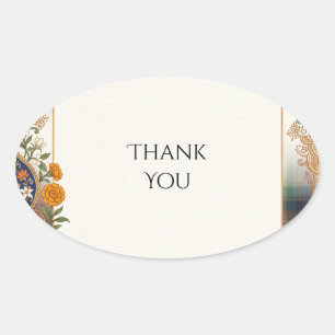 Scottish Indian Thistle Paisley Thank You Sticker