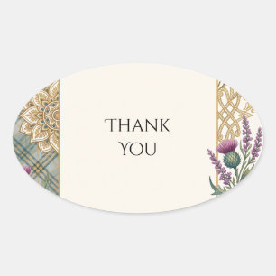 Scottish Indian Thistle Paisley Thank You Sticker