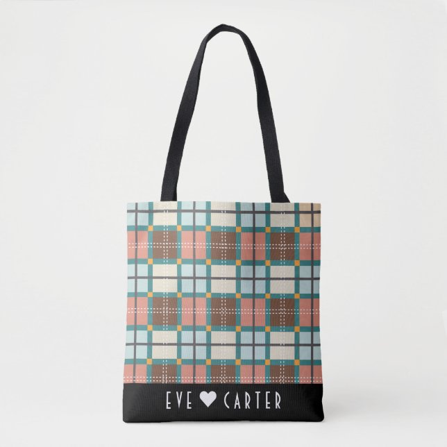 Scottish Inspired Fair Isle Tartan Tote Bag (Front)