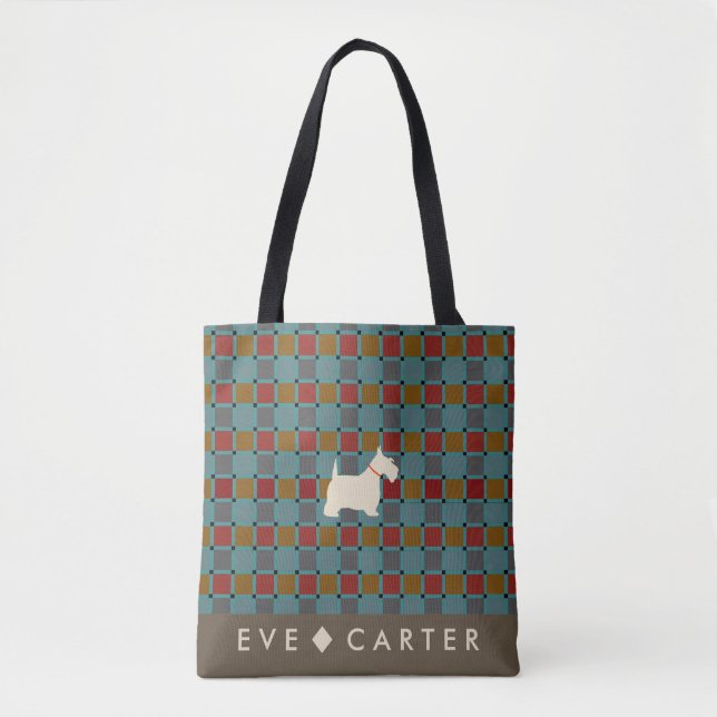 Scottish-Inspired Scottie Tartan Tote Bag (Front)