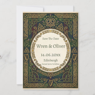 Scottish Irish Shamrock Thistle Save the Date Card