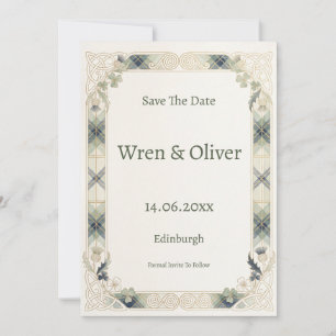 Scottish Irish Shamrock Thistle Save the Date Card