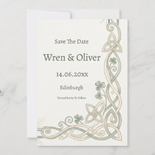 Scottish Irish Shamrock Thistle Save the Date Card