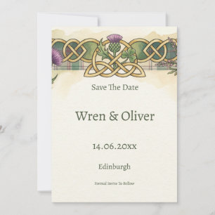 Scottish Irish Shamrock Thistle Save the Date Card