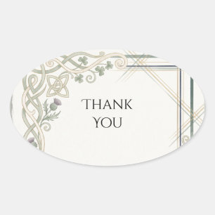 Scottish Irish Shamrock Thistle Thank You Sticker