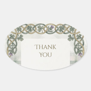 Scottish Irish Shamrock Thistle Thank You Sticker