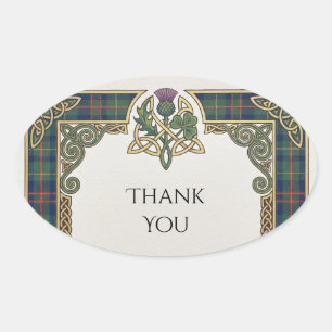 Scottish Irish Shamrock Thistle Thank You Sticker