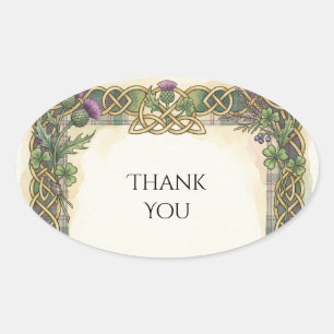 Scottish Irish Shamrock Thistle Thank You Sticker