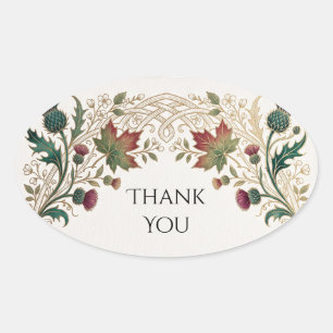 Scottish Irish Shamrock Thistle Thank You Sticker