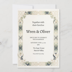 Scottish Irish Shamrock Thistle Wedding Invitation